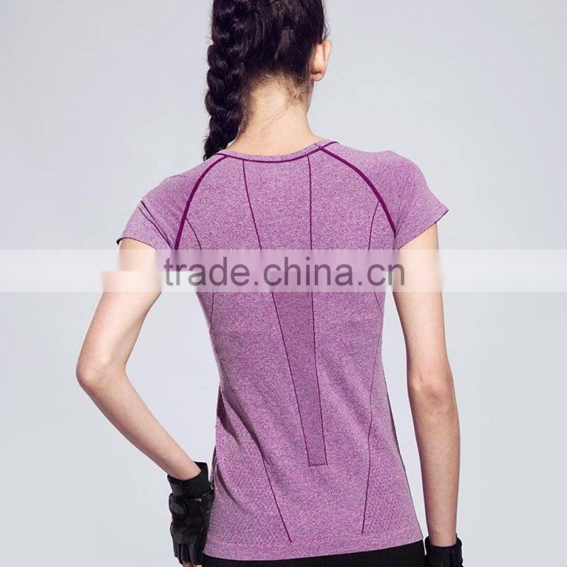 Women's outdoor running combined sports/yoga wear t shirt plain fitness tops