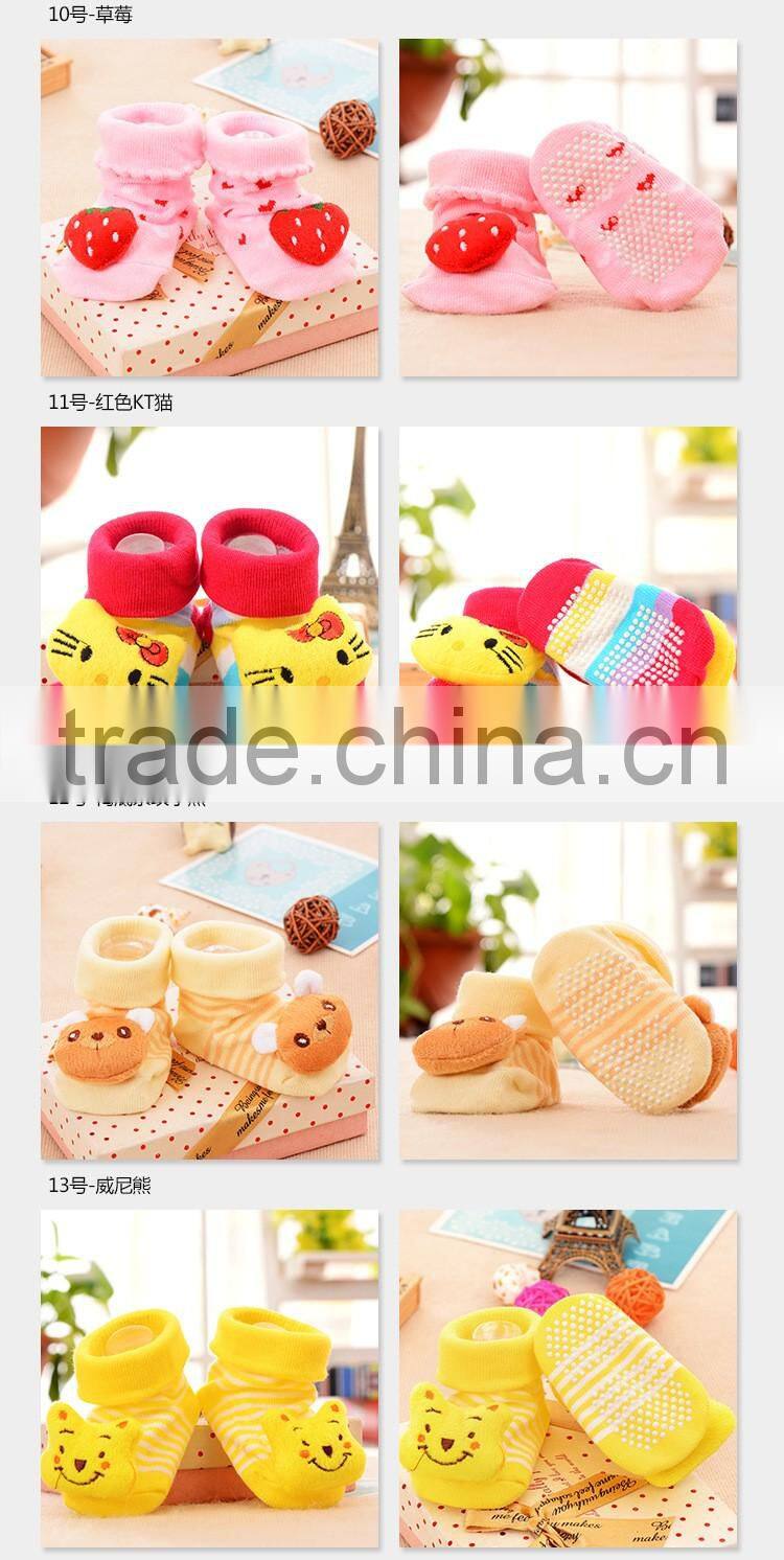 Wholesale cute cartoon baby anti-slip socks newborn baby three dimensional doll cotton tube socks