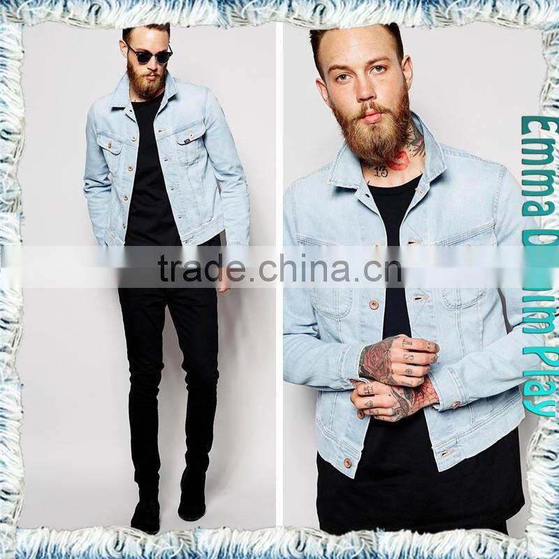 EMMA PRIVATE CUSTOMIZED MADE Vogue Mens White Blue Regular Fitted Denim Jackets