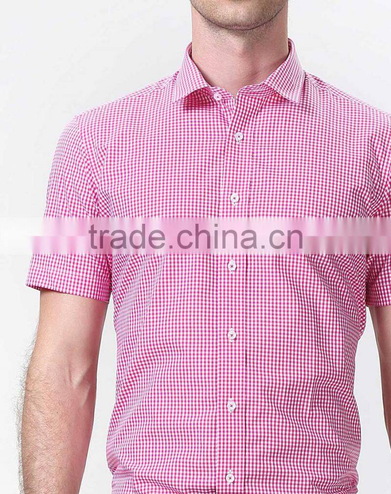 2017 new fashion short sleeve gingham/ check men's fancy casual shirt