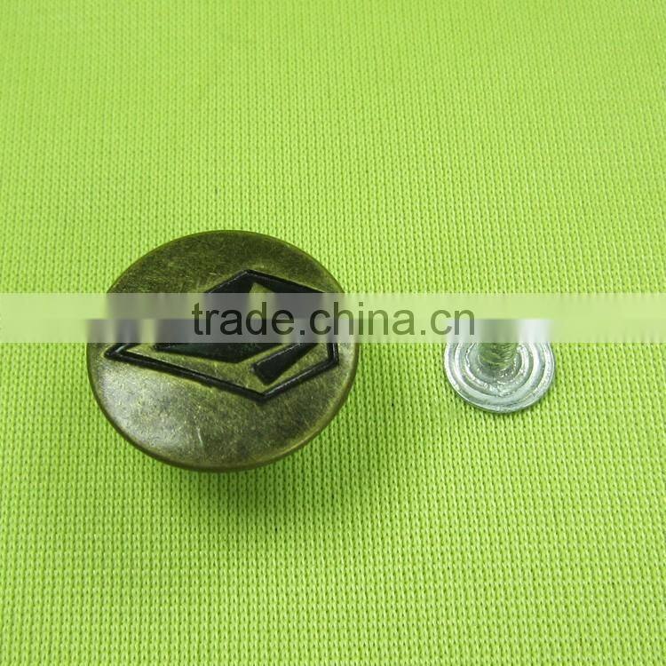 round square rusty trousers screw back buttons with Low MOQ