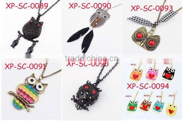 Korean Vintage Pearl Owl Alloy Chain Necklace Jewelry