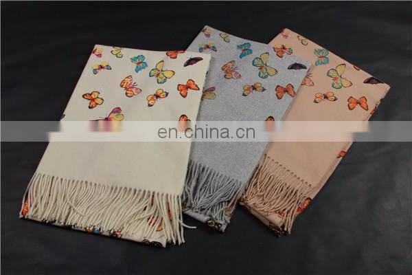 inner mongolian factory directly wholesale 100% cashmere scarf woolen thick women warm butterfly print pashmina shawl
