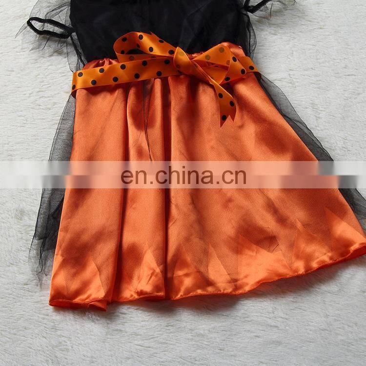 Party Time Hot Sale Kids Orange Witch Cosplay Halloween Witch Costumes for Girls