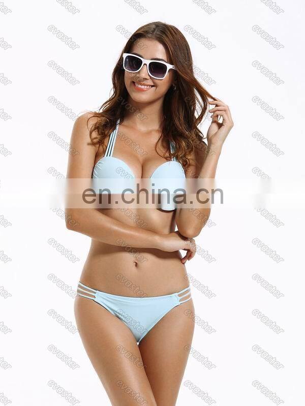 Push up Halter add -2-cups bikinis woman swimwear 2017