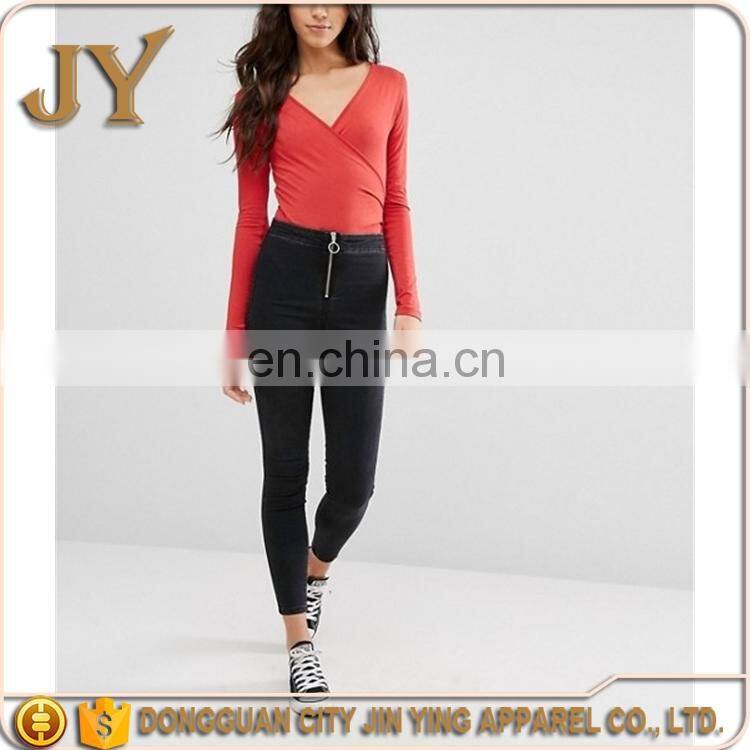 Custom Causal Long Sleeve T-shirts V-neck Tops Tan Color Tops for Women Tops for Women