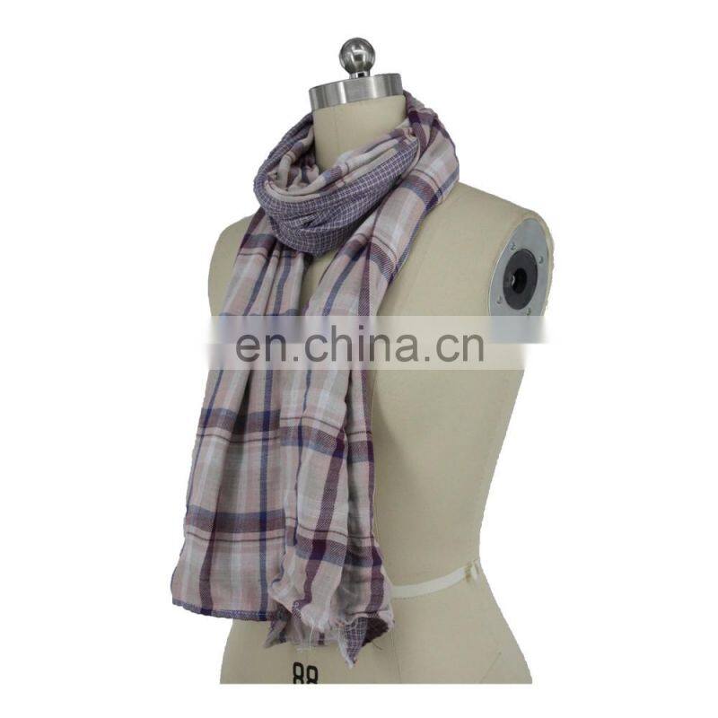 Direct Factory Cotton Check Dots Double-Layer Scarf