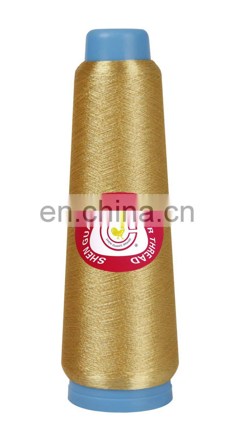 Pure gold metallic embroidery yarn with Doped viscose