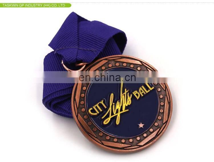 promotional cheap custom logo medal with antique brass plating