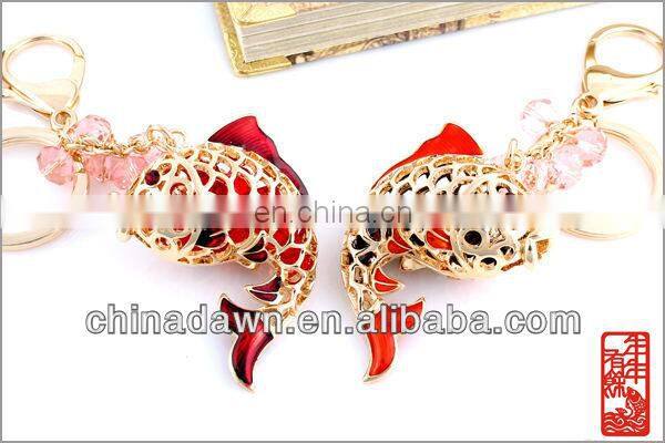 Fashion gift rhinestone carp keychain CD-KD008