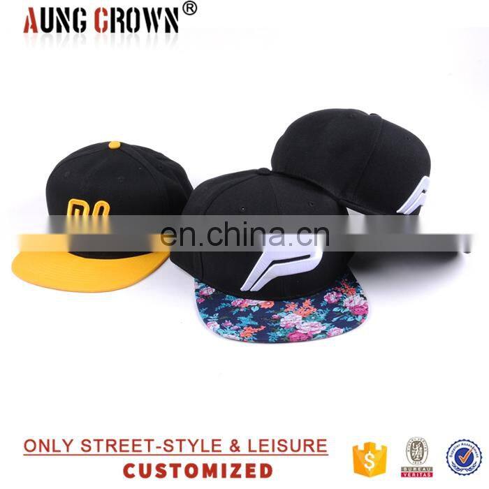 Custom fashion embroidered logo acrylic snapback cap boys