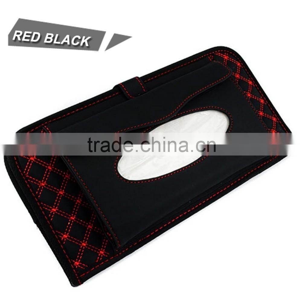 New Double-Deck Auto Car Visor CD/DVD Bag Storage Holder/Tissue Bag,Red+Black
