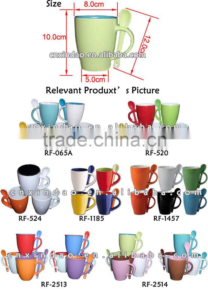 Zibo Made Belly Shape Children Daily Used Porcelain Custom Water Mug with Spoon for Gift