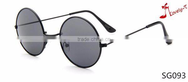 women ladies female fashionable custom black full metal frame small round sunglasses