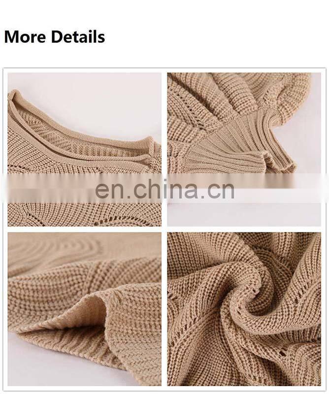Wholesale custom women's sweaters Casual and comfortable Loose Solid color Large size hollow-carved design fashion