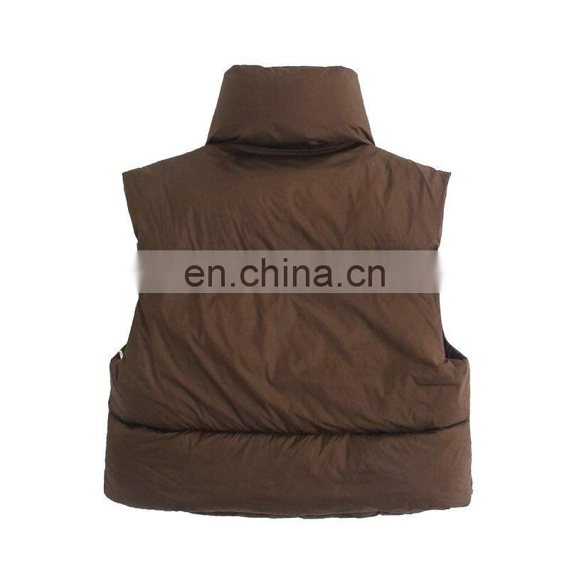Wholesale custom LOGO ladies fall/winter stand-up collar padded down cotton vest vest sleeveless waistcoat plus size jacket