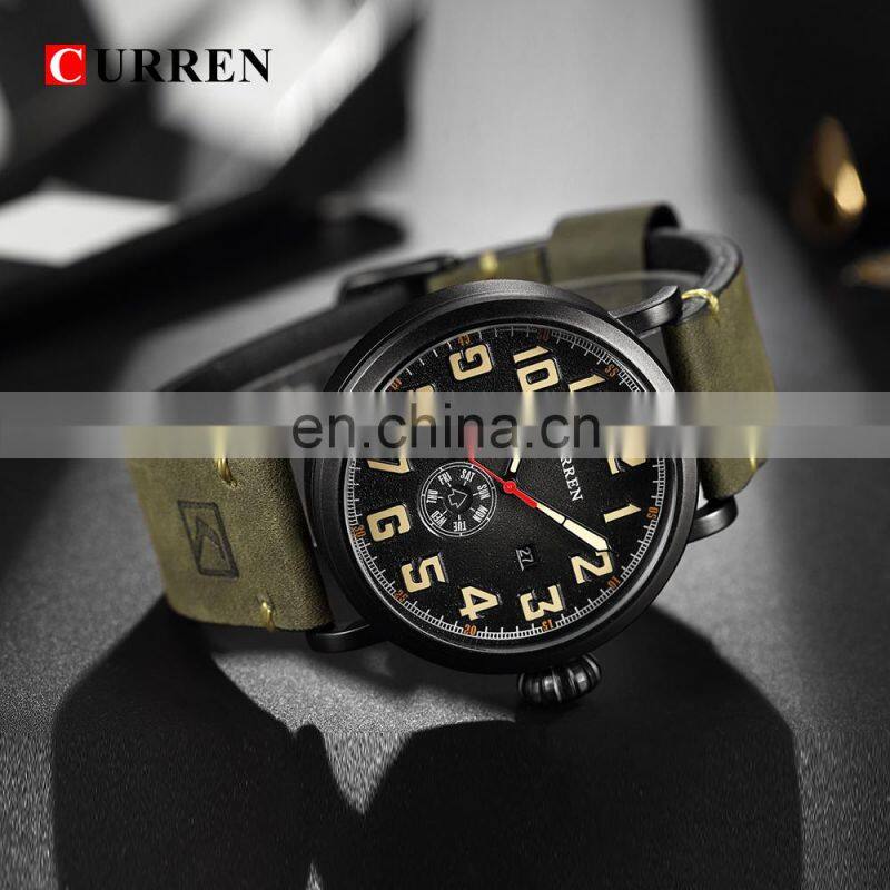 CURREN 8283 Men's Leather Watches Quartz Movement Cheap Fashion&Casual Auto Date Leather Band Watches
