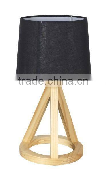 Hand made wood table lamp, natural wood base, T/C shade, CE, SAA, ROHS