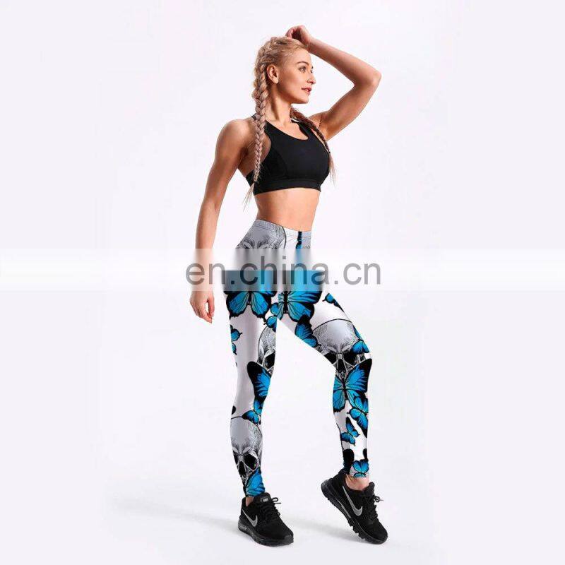 hot sexy Fitness Leggings Women Skull&flower Black legging