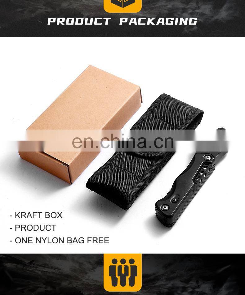 All black adjustable wrench for outdoor multi-purpose combination tool wrench with light attached