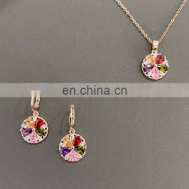 High Quality Coloful Diamond Rhinestone Bridal Set Jewelry