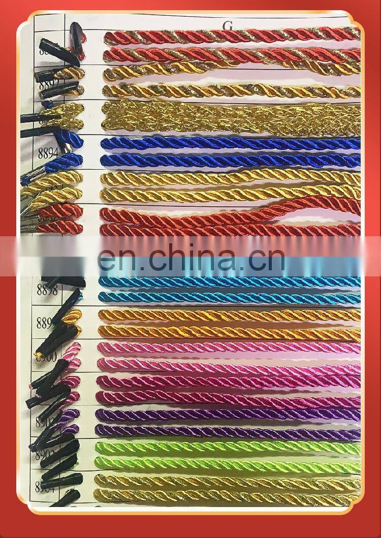 Factory Directly Wholesale colored round premium 3-strand Twisted packing rope with buckle clip for gift boxes paper bag