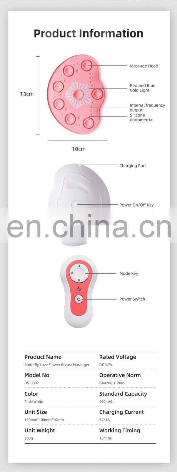 Wireless Silicone Chest Massager Red Blue Light Lactation Massage Care Hot Vibrating Breast Massager Machine