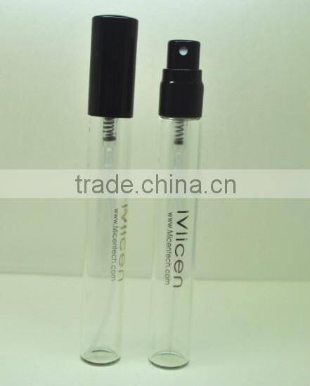 PT147/P100 0.35 oz refillable cosmetic perfume glass bottle with black metal pump