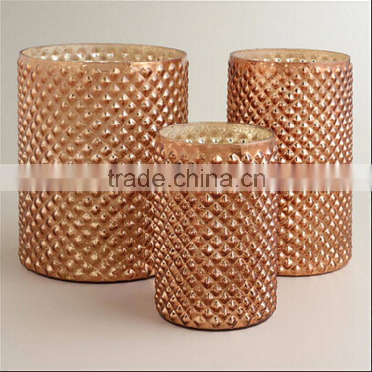 Silver Glass Vase For Flower & Votive Candle Holders for Entertaining Romantic Dinner