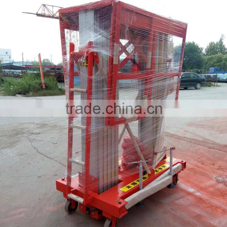 Aluminum hydraulic lift platform / hydraulic double mast aluminum alloy lift