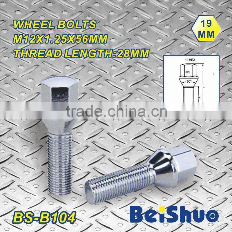 M12x1.25x56mm, Hex 19mm,Thread Length 28mm Wheel Bolt