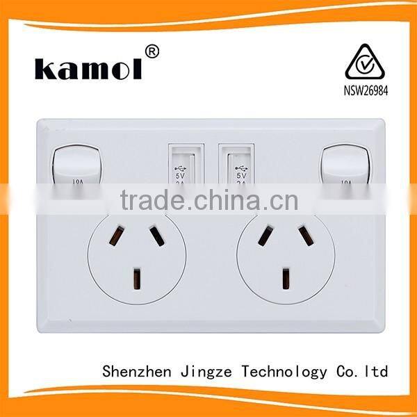 3.1A usb wall receptacle US plug etl listed