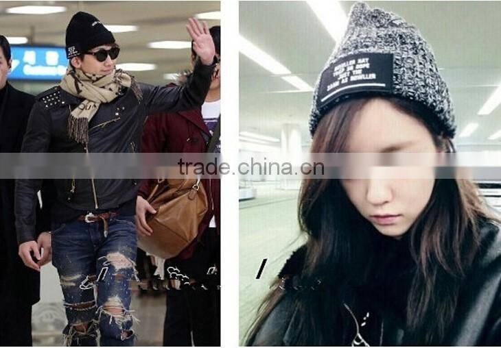 Fashion Popular Applique Embroideried Acrylic Knitting Man Women Beanie Hats