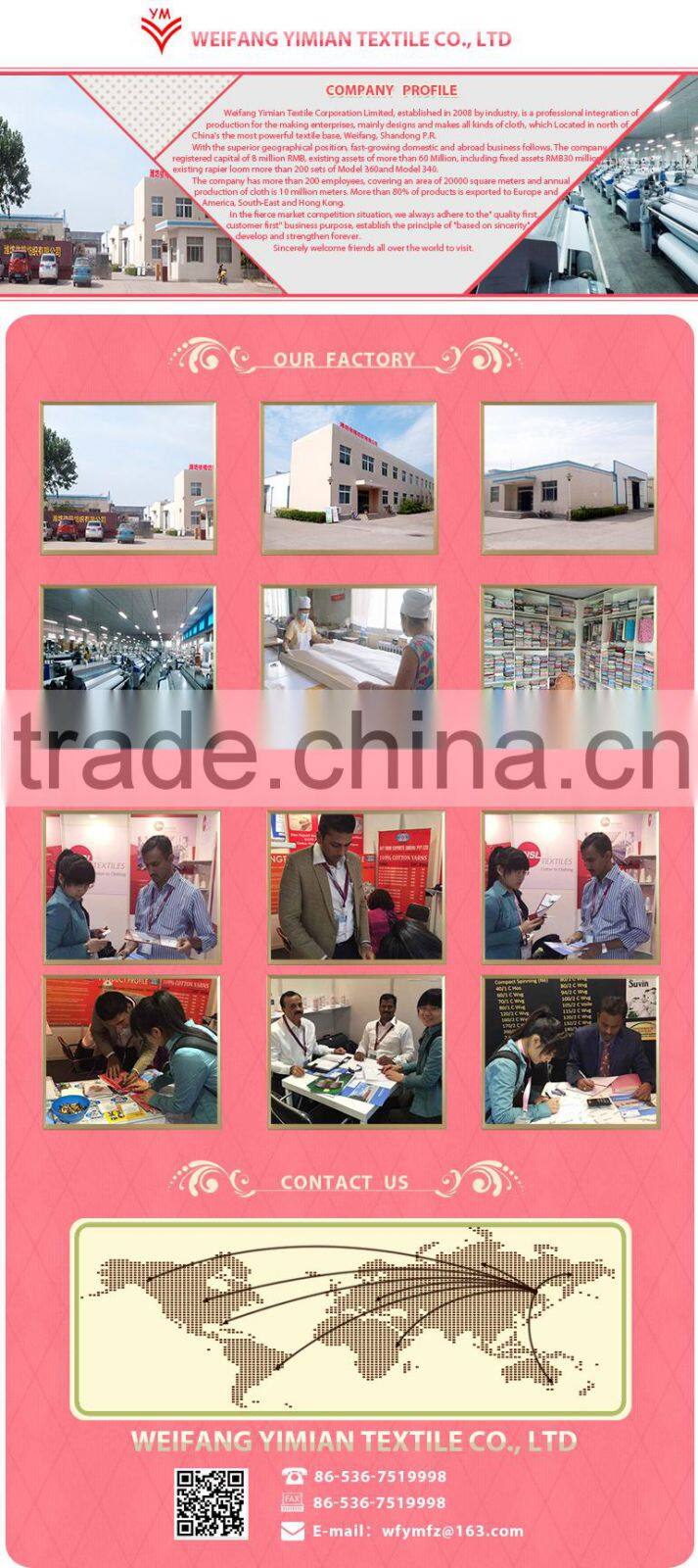 2015 Unique Cotton Twill Grey Fabric Price