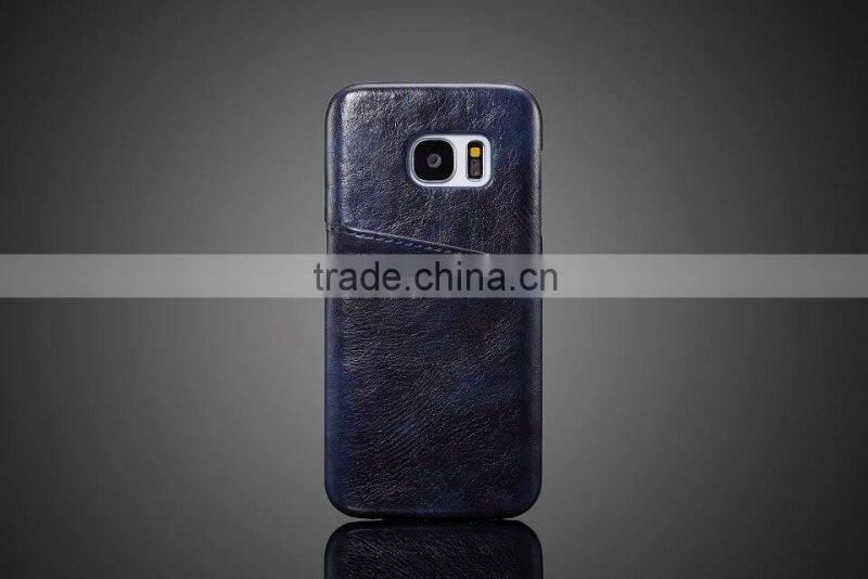 Low Price High Quality Leather Rubber Back Case for Samsung S7 edge Luxury Crazy Horse Grain Case with Card Slot SSZ MT-5536