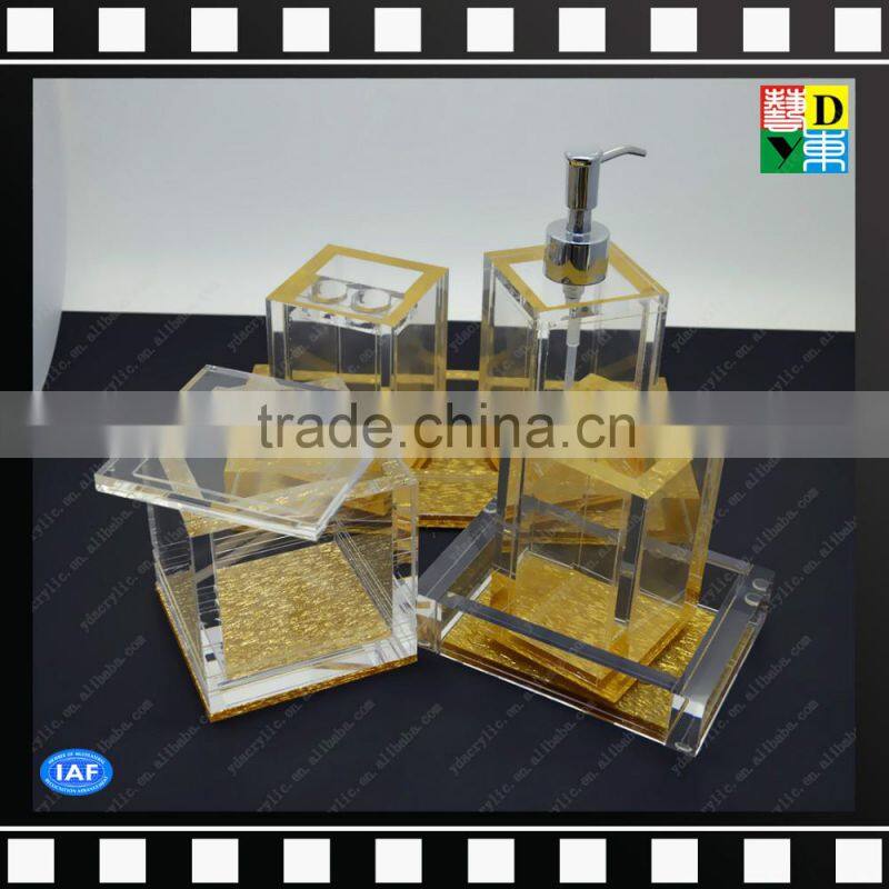 Clear acrylic stainless steel bathroom decorative set for home/hotel