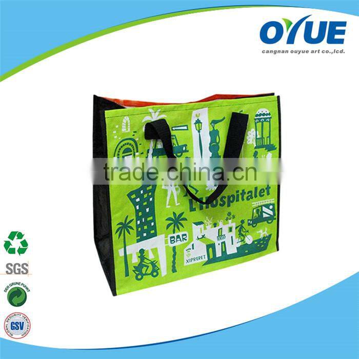 Hot promotional Handled 100% recycled pp woven bag