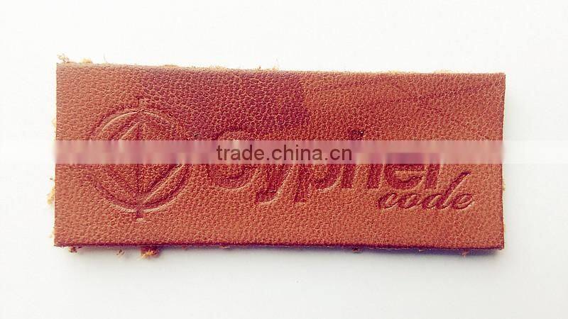 custom good quality fashion jeans pu leather label in china
