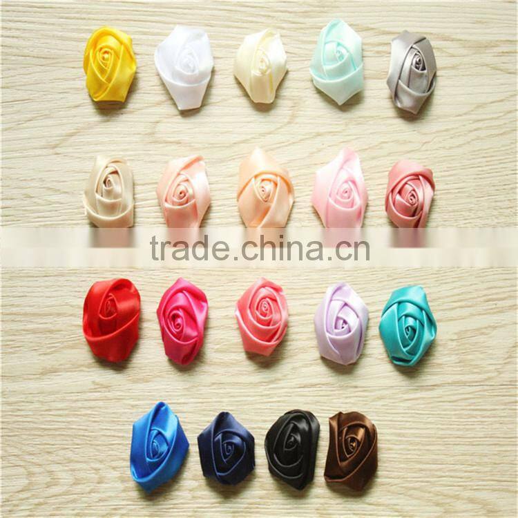 2pcs Shabby Chic Baby Doll lavender grey Satin Ribbon Rose Flower Applique Hair Bow