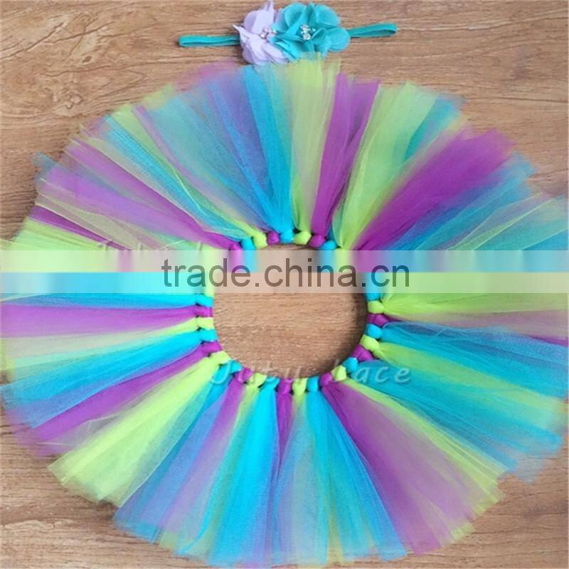 Best Birthday Gift Pink Fluffy Chiffon Flower Tutu Party Baby Kids Picture Skirt Wholesale
