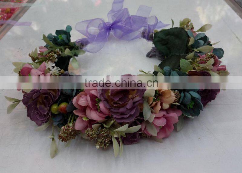 HL015 New artificial flower crown/tiara flower crown/wedding flower crown wreath headband flower