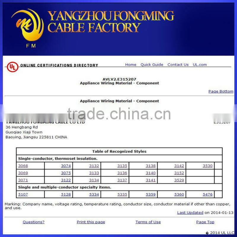 UL3074 fiberglass braid silicone rubber insulation tinned copper wire