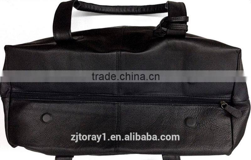 Big Black Leather Travel Bag for Men