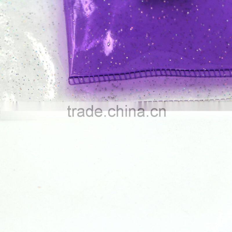 Glitter transparent plastic PVC pencil case with zipper