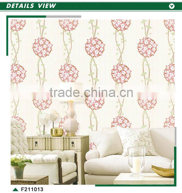 economic foaming non woven wallpaper, orange country blossom wall sticker for kindergarten , sound-absorbing wall decor shop