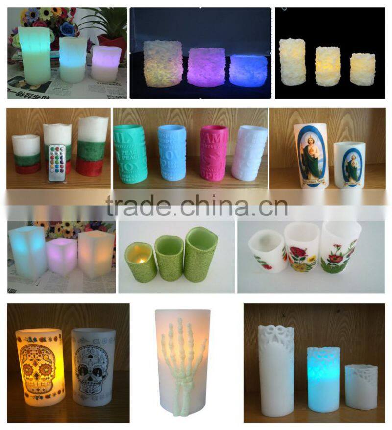 LED flameless carved candle with battery operated