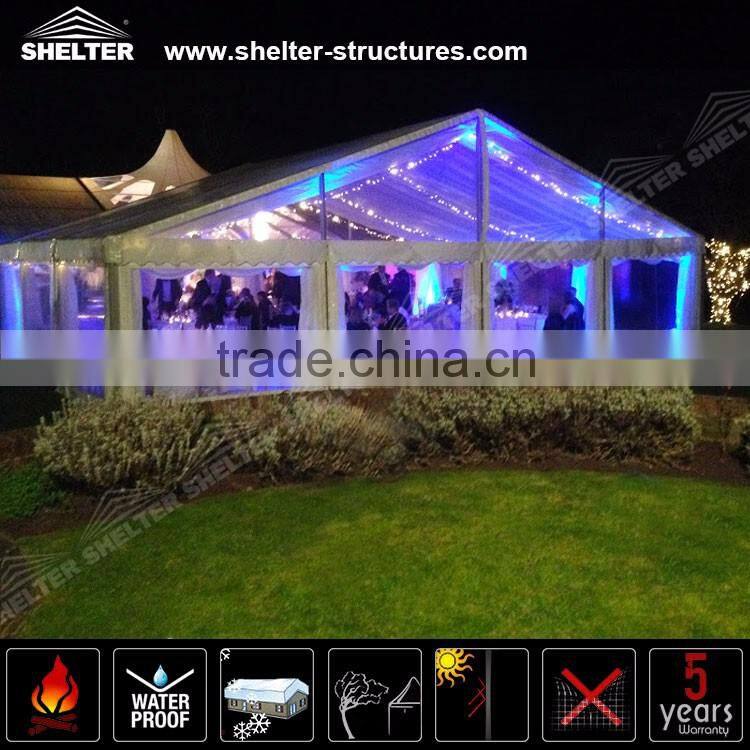 15x30m Used transparent marquee tent with chairs and tables accessories for sale