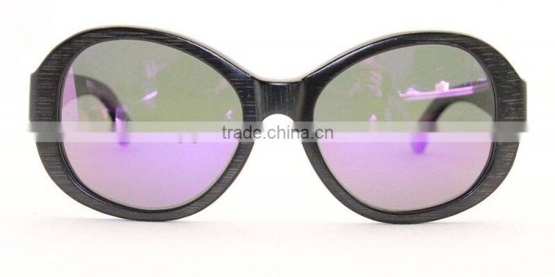 JM571 Handmade Polarized Purple Mirror Lens Bamboo Wood Sunglasses China