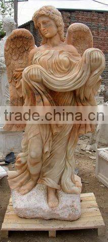 Angel Kid Statue For Garden Marble Stone Hand Sculpture Carving For Home, Church