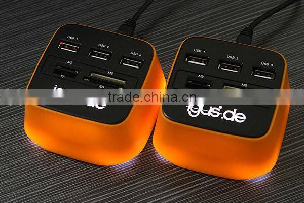 Card Reader And ABS Plastic Mini USB 2.0 Hub Cube